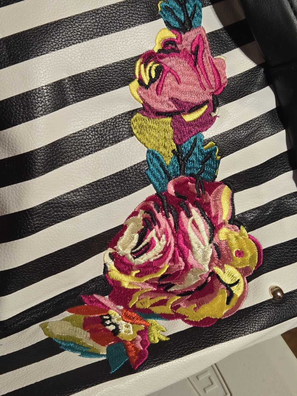 NWT Betsey Johnson Embroidered Rose Striped Backpack – Floral Daypack
